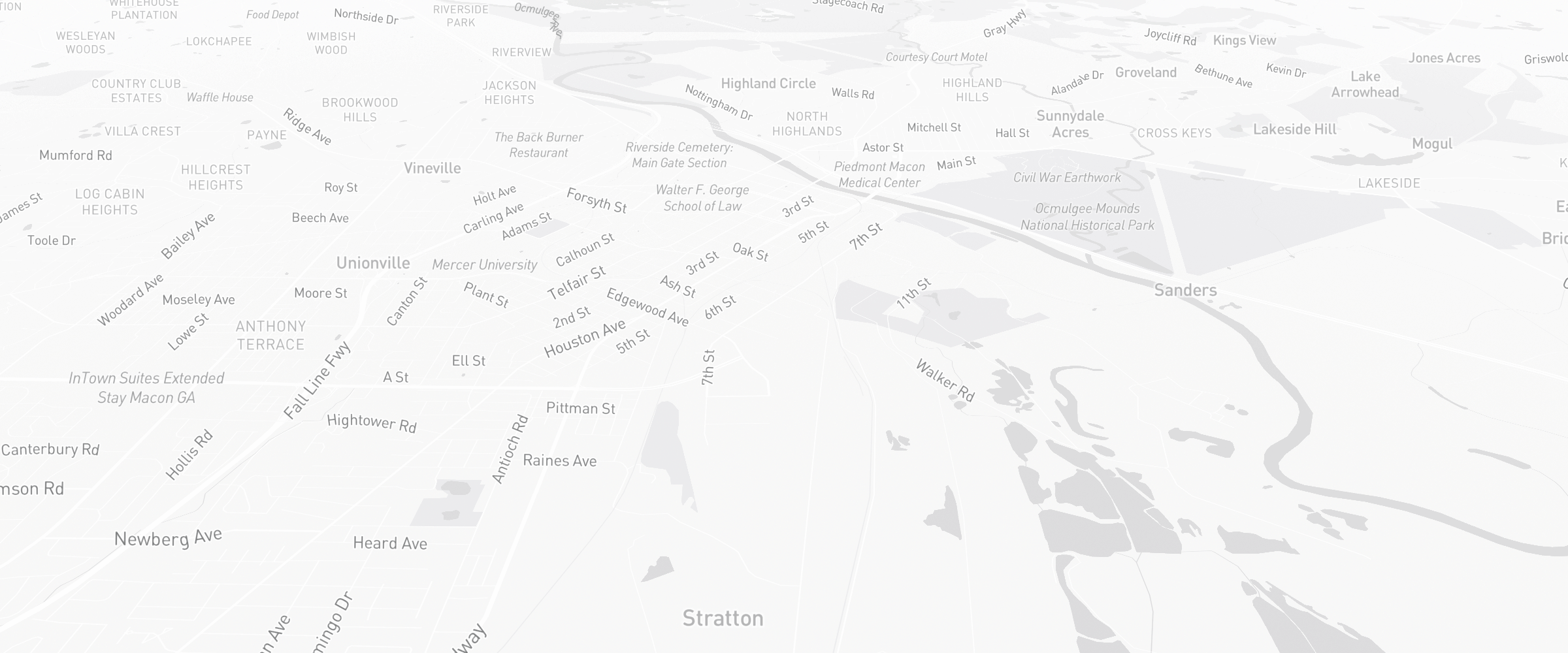 Neighborhood map of Macon, GA — the area served by Life Insurance Agents of Macon Group